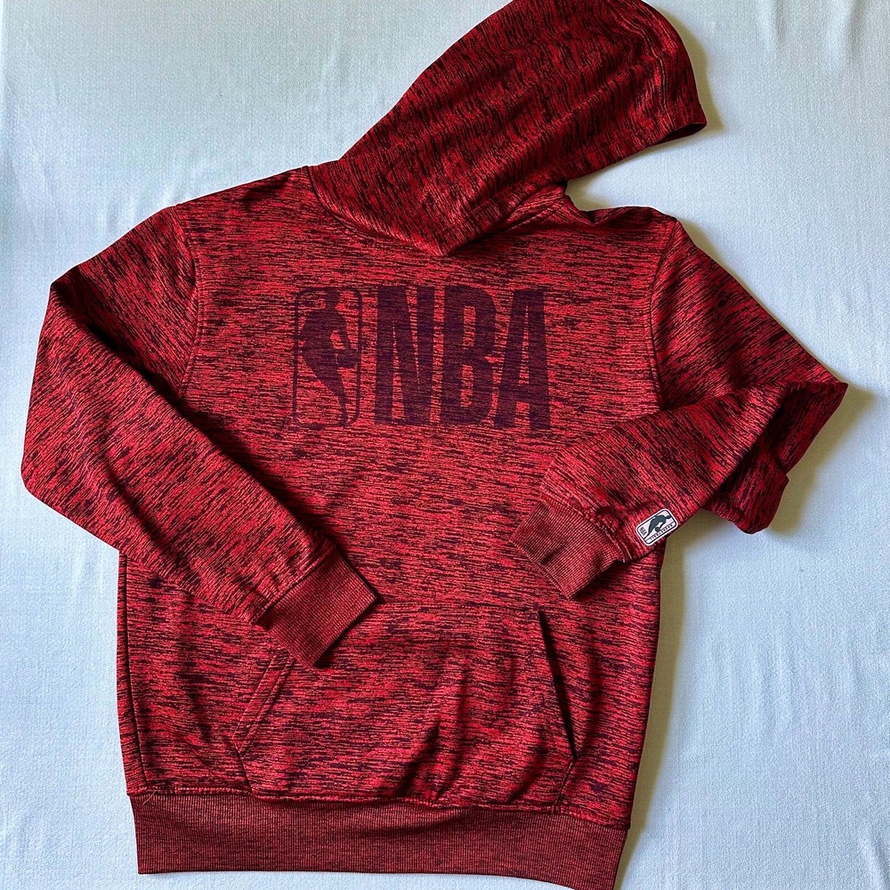 NBA Basketball Hoodie Mens Small Red Long Sleeve Pullover Front Pocket Logo